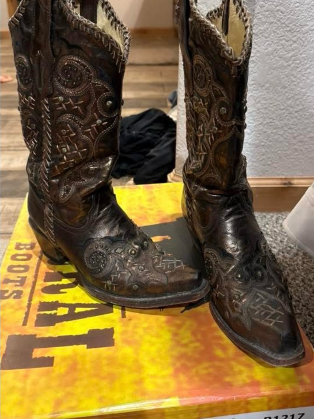 Corral Brown Tooled Leather Cowboy Boots